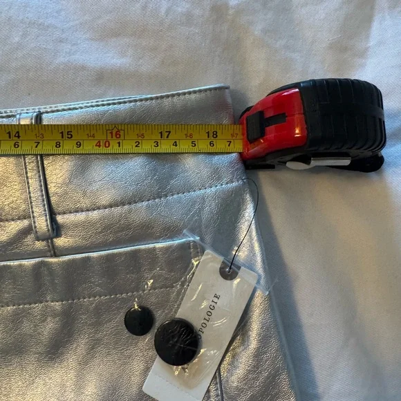 NWT Maeve by Anthropologie Colette Silver Cropped Wide-Leg Metallic Pants - Picture 11 of 13